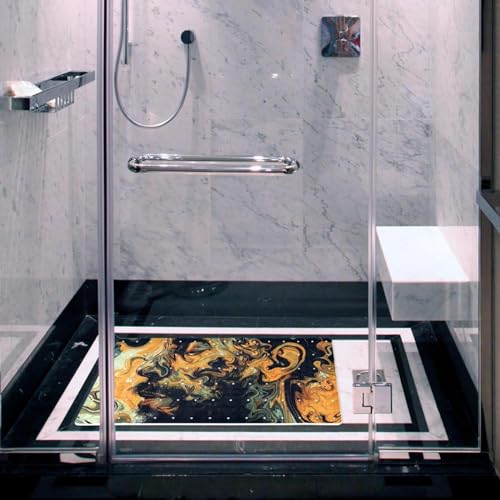 Tapis de bain antidérapant Art Abstract extra long en PVC avec ventouses pour douche - 7
