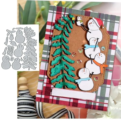 Merry Christmas Snowman Tree Greeting Card Metal Die Cuts,Snowflake Flower Leaf Cutting Dies Cut Stencils DIY Scrapbooking Decorative Embossing Paper Scrapbooking Card Making