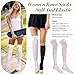 Abeillo 2 Pairs White Thigh High Stockings Lace Satin Bow Stockings Women Tight Hosiery Over Knee Long Stocking