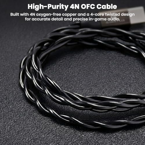 Image of AUDIOCULAR BOOM-X Gaming IEM TypeC Upgrade Cable with Boom Mic, APP Support, Built-in KT02H20P DAC chip (32-Bit /384kHz), 0.78mm 2-Pin, 4N OFC,In-Line Mute & Controls, Esports & FPS Gaming (Black)