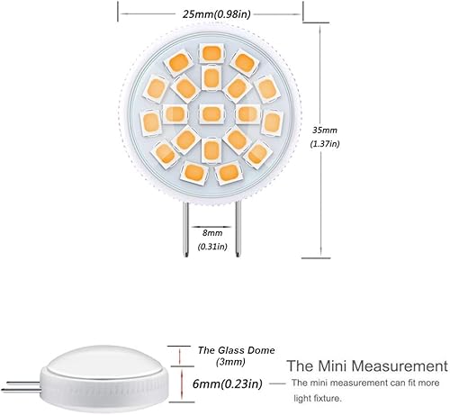 Miniatura 8 de G MGY OLED Bombilla LED G8 de 3.5 W, mini bombilla de disco delgada equivalente a 35 W, T4 G8, base de bi-pines, bombilla halógena blanca de 6000 K