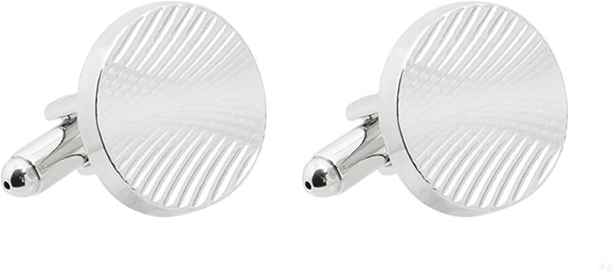Men Cufflinks Silver, Cufflinks Alloy Round Shirt Tuxedo Suit Cuff Links for Groom Dad