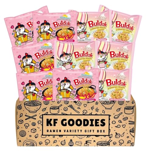 Korean Ramen Variety Pack Gift Box (10 Count) – Spicy Buldak Noodle Assortment for Birthdays, College Care Packages, Office Snacks, and Gift Baskets