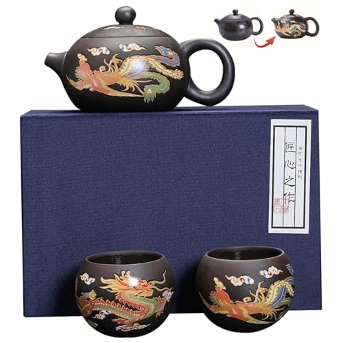 Juego de té chino con tetera dragón de 250 ml y tazas mágicas 4