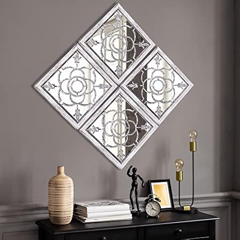 ART-GIFTREE Square Wall Mirror 4 PCS - (Fleur-de-lis) Cover