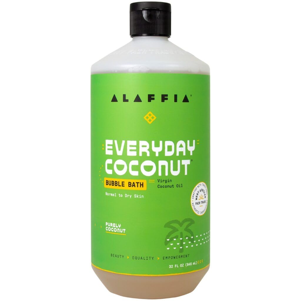 Alaffia Everyday Coconut Bubble Bath, Purely Coconut Scent, 32 Oz