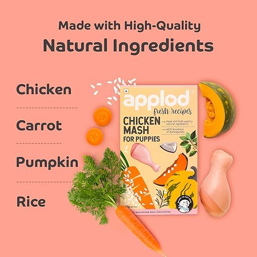 Image of Chicken Mash Fresh Dog Food for Puppies | Soft Easy-to-Digest High-Protein Chicken Meal | Supports Growth, Immunity & Healthy Development | 300g x 3
