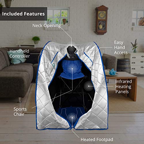 Durasage Infrared IR Far Portable Indoor Personal Spa Sauna with Heating Foot Pad and Chair, X-Large, Silver - Image 4