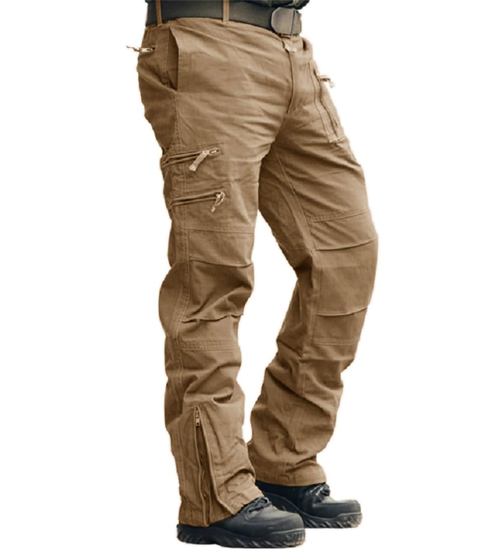 CRYSULLY Mens Tactical Cargo Pants Ripstop Cotton Military Hiking Work