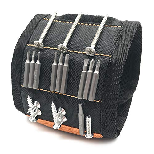 Braccialetto magnetico con 15 potenti magneti per tenere strumenti, chiodi, punte da trapano, gadget, regalo ideale per gli uomini