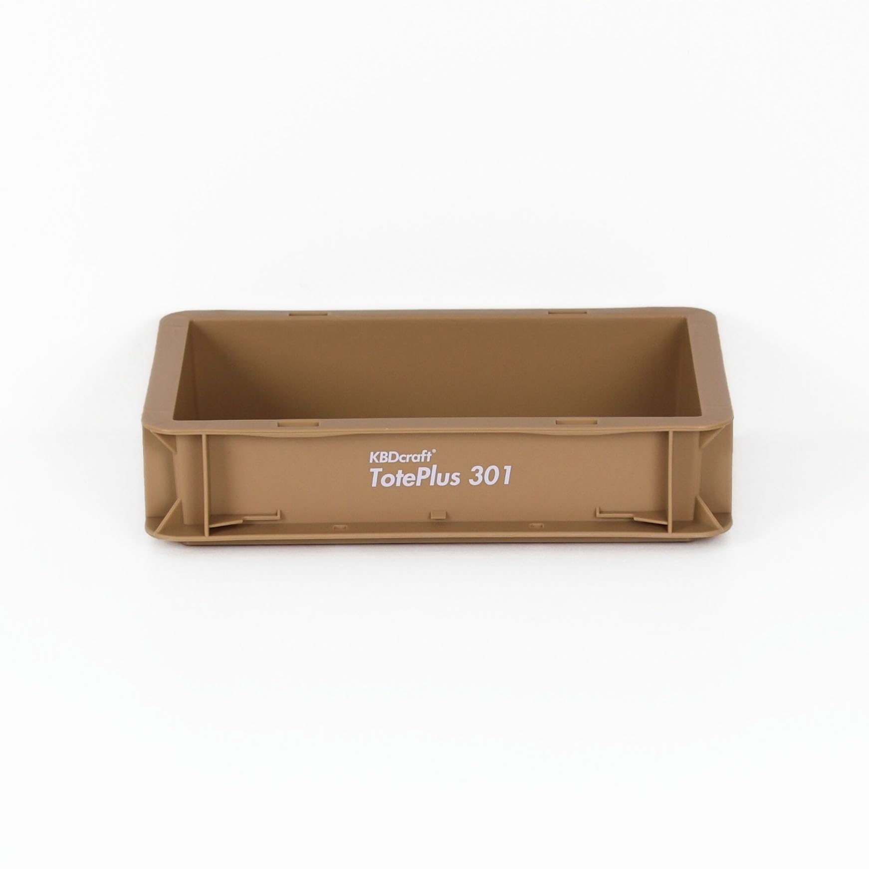 KBDcraft Stackable Storage Bin - Heavy-Duty Plastic Organizer Box and Tray with Straight Walls, small plastic bin totes for storage, 12"x8"x3", 0.5Gal, Khaki, 1 Pack
