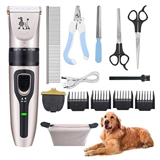 Professional Dog Clippers for Grooming, Cordless Dog Grooming Kit Electric Dog Shaver Grooming Set Quiet Pet Hair Trimmer Supplies with ScissorsCombsNail Clippers, Hair Clippers for Dogs Cats Pets