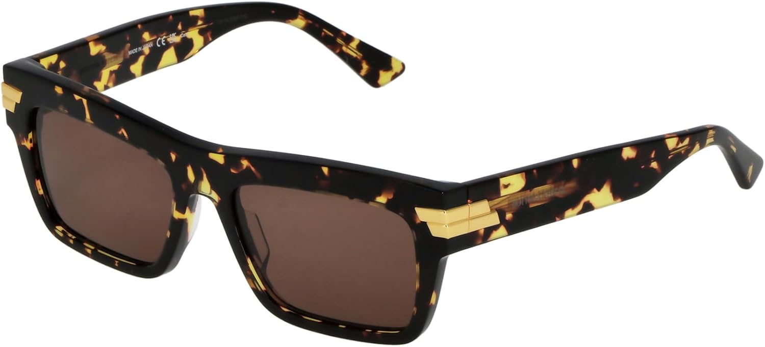 Bottega Veneta BV1058Sユニセックスサングラス、黒 /黄色、フリーサイズ