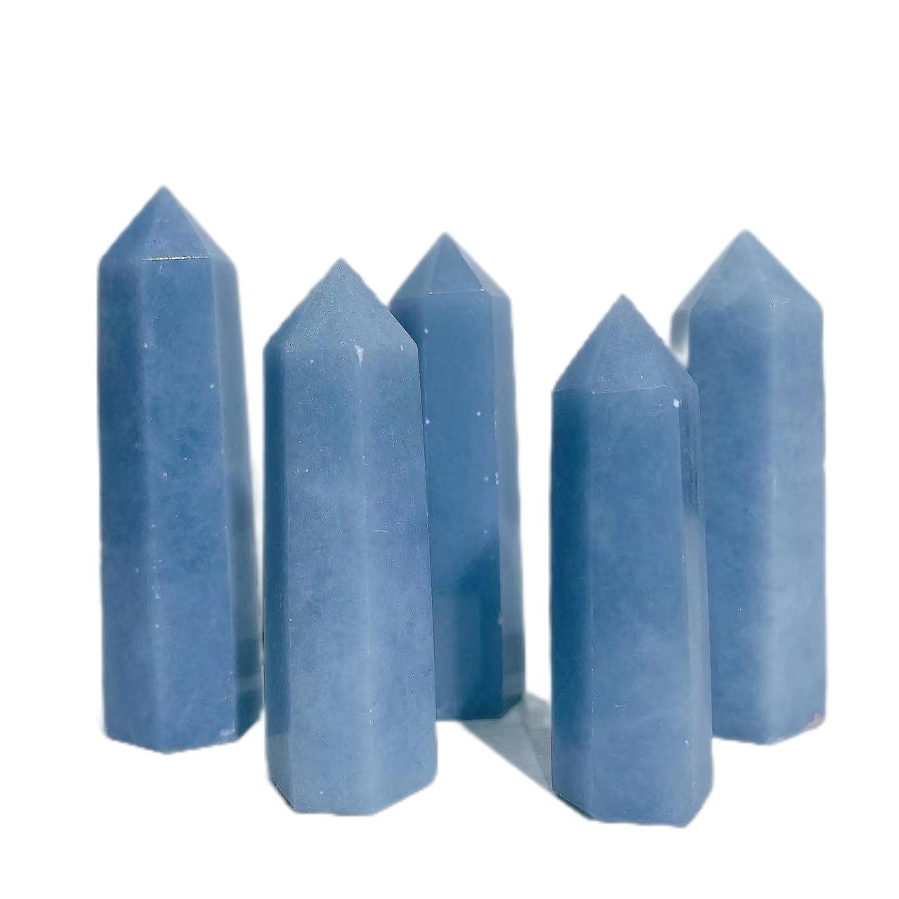 1 Punto di Cristallo a Forma di Torre in angelite Blu Stile Naturale for la Decorazione della casa Collezioni di casa (Size : 80-90mm)