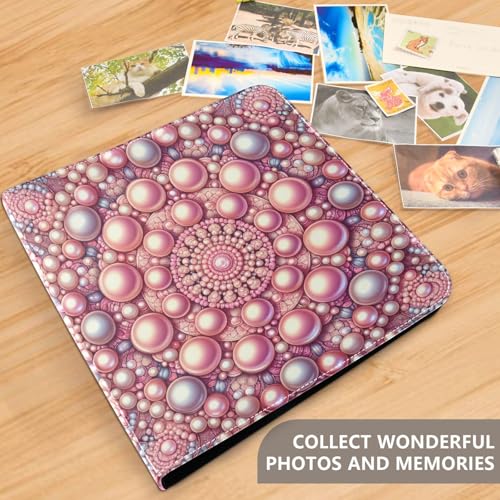 Álbum de fotos adhesivo DIY scrapbook álbum con perlas y diseño caleidoscópico, encuadernador de 3 anillos, 40 páginas, 8x10 para recuerdos miniatura 5