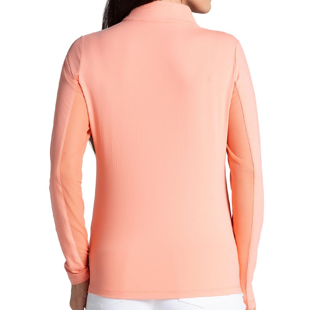 IBKUL Women's Long Sleeve Mock Neck Top - Solid - Peach XS