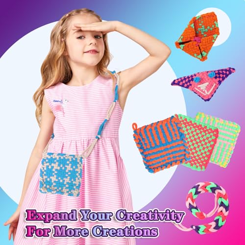Image of Weaving Loom Refill Loops Kit - Loom Refill Loops for Weaving Potholder Loom Kit - Arts and Crafts for Kids Ages 6 7 8-12 13 Girls Boys Adults - Crafts Supplies 224 PCS in 8 Bright Colors