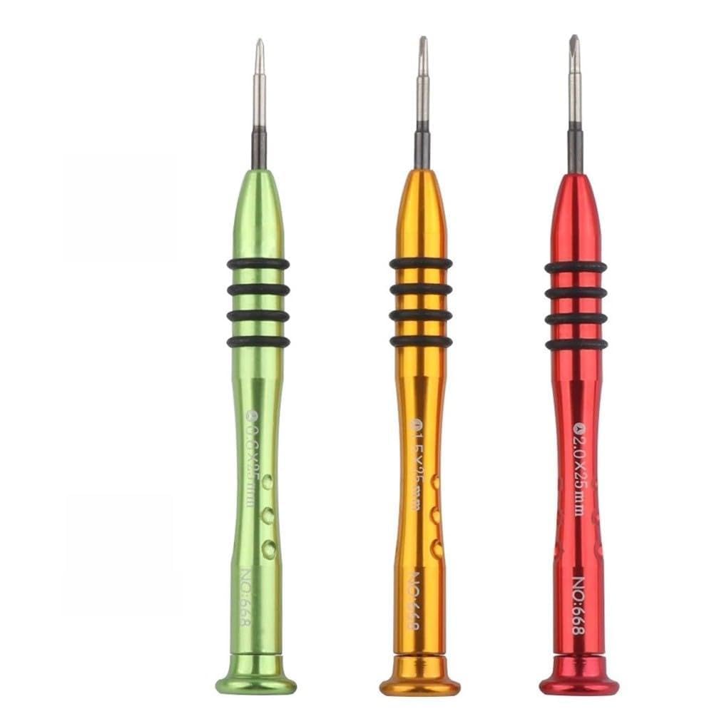 Y-Tip Triwing Screwdriver Set (0.6mm Y000, 1.5mm Y00, 2.0mm Y0) for iPhone, for Samsung Gear, and Smartwatch Repair — Full Metal Hard Steel Bits, Rotating Cap, Soft-Grip Handle, 120mm Length