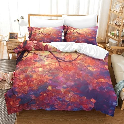 Housse de couette chat d'automne 200x200 en microfibre douce pour lit double