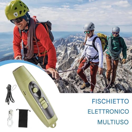 Sifflet electrique multifonction 3 bruits reglables avec lampe led rechargeable