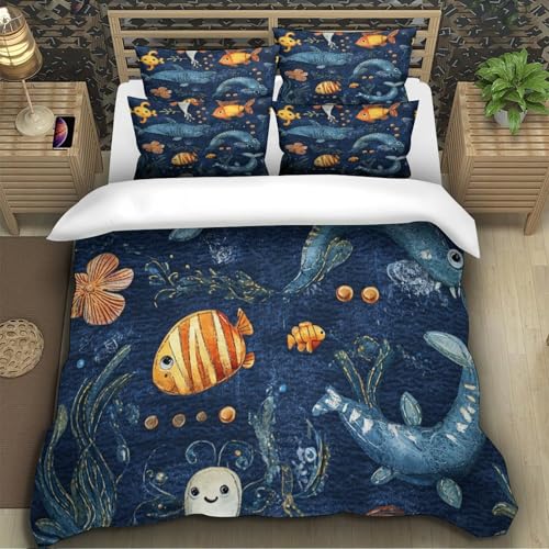 Parure de lit poisson 3D microfibre résistante 135x200cm - 5