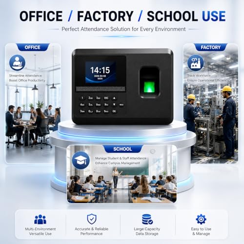 Image of CBK Smart Biometric Attendance Machine - Fingerprint Recognition, USB Backup, Digital Display for Office and School Use (1 Year Warranty)