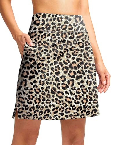 Viodia 18"/20" Stretchy Skorts for Woman with Pockets Leopard