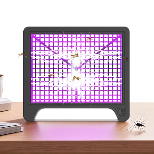 Lámpara Antimosquitos Electrico, Mata Mosquitos Electrico 4200V 15W UV Lampara Mosquitos, Atrapa Mosquitos con LED,IPX4 Impermeable,Area Efectiva 80-140m² para Interior y Exterior
