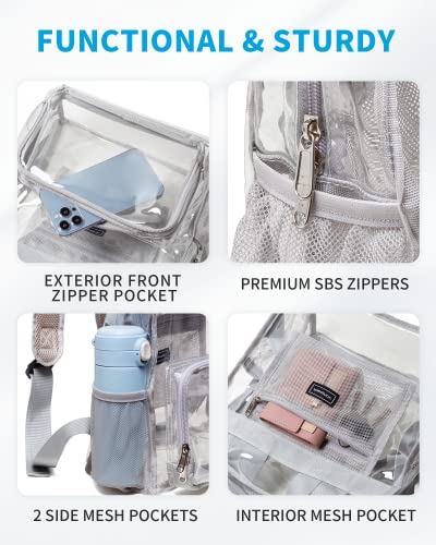 Image of Vorspack Clear Mini Backpack - Stadium Approved 12x12x6 Small Clear Backpack for Women Stadium Backpack for Concert Work Games Festival - Grey