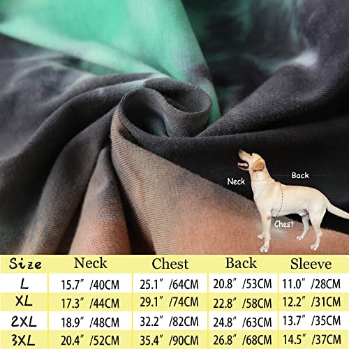 Pripre Dog Pajamas For Large Dogs Cotton Tie Dye Dog Shirts Dog Onesie Jumpsuit Pet Sleeper Shirts Full Coverage Dog Pjs (3Xl, Greenorange) #TOP6