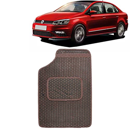 Image of Kingsway Dotted Design Car Floor Foot Mats Universal Fit for Volkswagen Vento, Model Year : 2017 Onwards, Water and Dustproof, Color Brown, Set of 5 Pieces