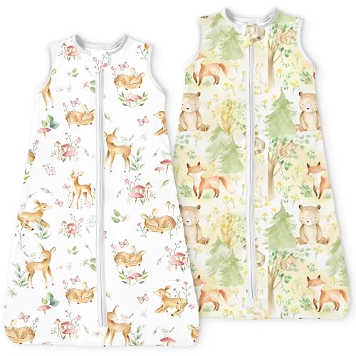 Image of Baby Sleep Sack 6-12-15 Months Light Wearable Blanket for Babies with 2-Way Zippers, 0.5 TOG Premium Soft Breathable Sleeping Bag for Baby Boys Girls 2-Pack