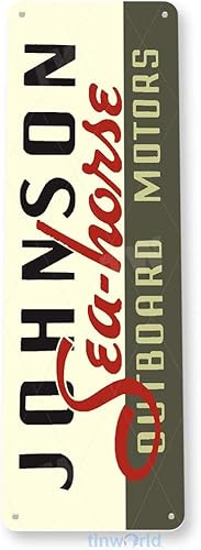 Miniatura 3 de Tinworld Letrero de estaño Johnson Sea-Horse Retro Motores fuera de borda Garaje Marina Barco Motor Metal Decoración B829