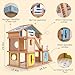 Adena Montessori Wooden Dollhouse，All Seasons -Modern Family,DIY Fake Dollhouse with 35 Pcs Furniture Accessories，Creative Gift for Children 3+