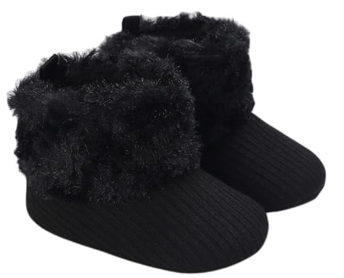 Yvinak Baby Boys Girls Winter Snow Boots Soft Sole Baby Boys Girls Faux-Fur Lined Winter Warm Boots