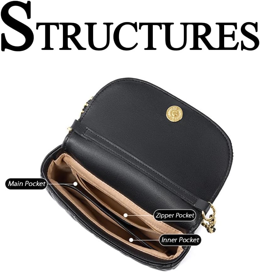 Women Vintage Quilted Flap Bag Chain Strap Cross Body Shoulder Purse Messenger Belt Bag