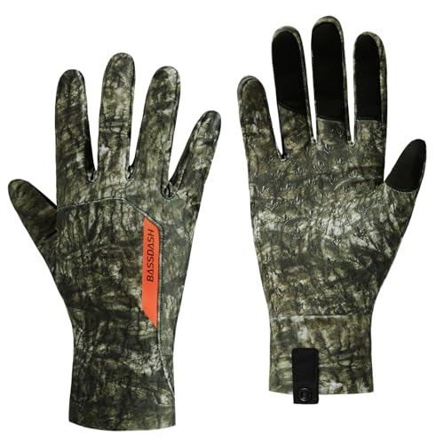 BASSDASH Camo Hunting Gloves Touchscreen Lightweight Glove for Warm Weather Turkey Fishing Outdoor Activities HG08