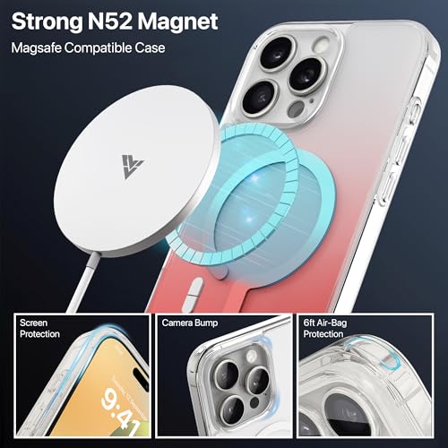 Image of eller sante Maven Magpro Back Cover Case for iPhone 16 Pro Scratch Resistant Camera Screen Protector TPU Shockproof 10ft Drop Protection Support Mag-Safe Wireless Charging- Light Pink