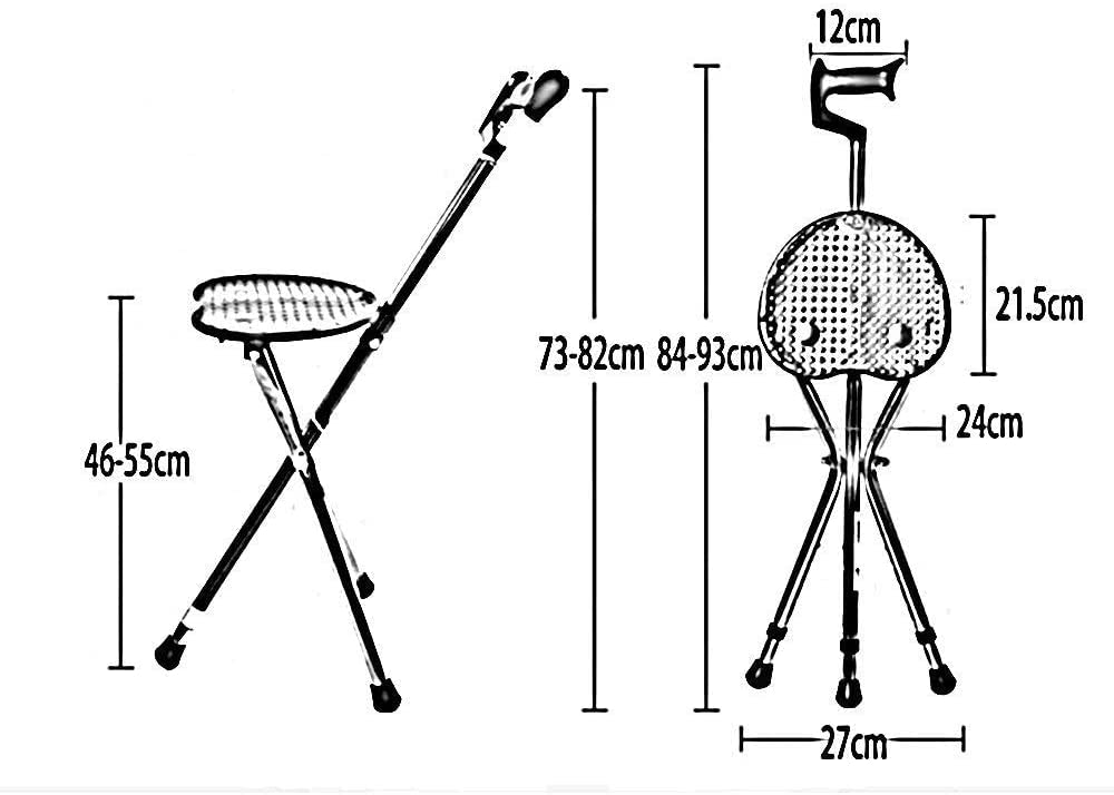 Bastones, Bastones para Caminar, Bastones para Ancianos, Muletas multifuncionales de Cuatro Patas, Taburete Plegable