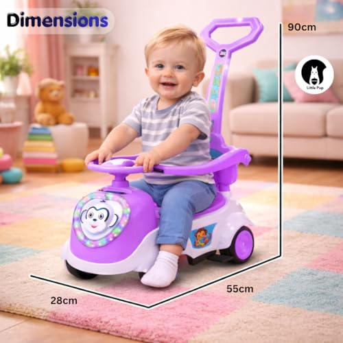 Image of Little Pup Musical Ride On Push Scooter for Kids with Lights & Sound, Parent Handle & Steering | Ride-On Toy for Babies (9 Months to 3 Years) | Indoor Outdoor Use