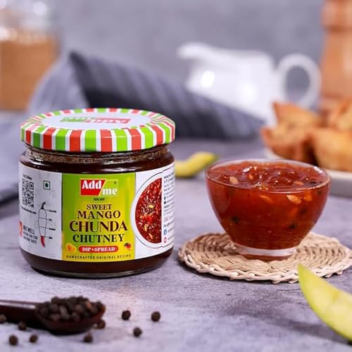 Image of Add me Sweet Mango Chutney with Jeera 350gm | Natural & Fresh Chunda khatta meetha Pickle | sweet pickle Mango jam Glass Jar
