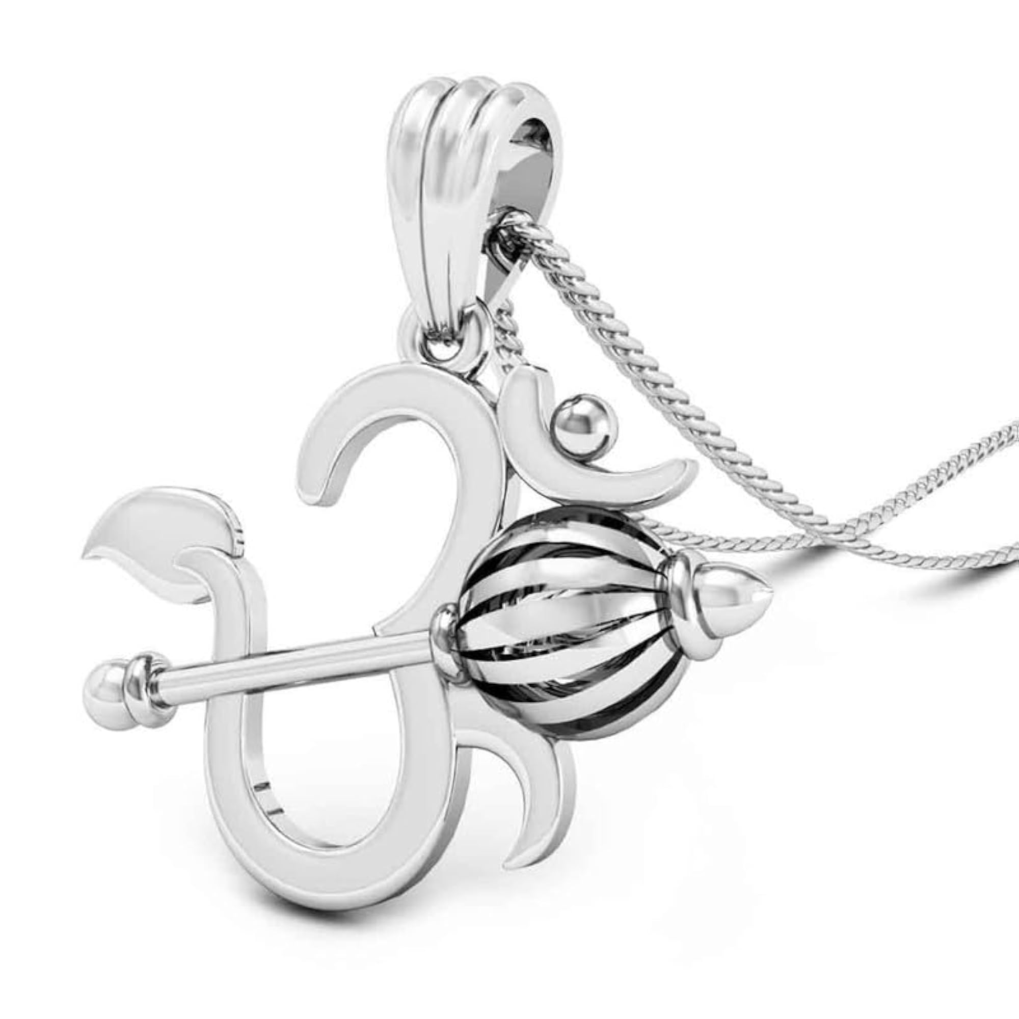 Stylish 925 Sterling Silver Unisex Gadadhari Om Pendant with Chain