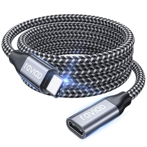 RAVIAD USB C Verl&auml;ngerungs Kabel 2M, USB Type C 3.2 Verl&auml;ngerung Unterst&uuml;tzt 10Gpbs/100W und 4K@60Hz Kompatibel mit iPhone 15 Pro Max, MacBook Pro, Pad Pro, XPS 15, Galaxy S24/S23