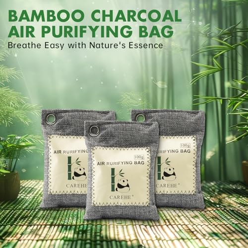 100% Bamboo Charcoal Odor Eliminator, Strong Smell Absorber for Home, Car & More (100g*10 Pack)