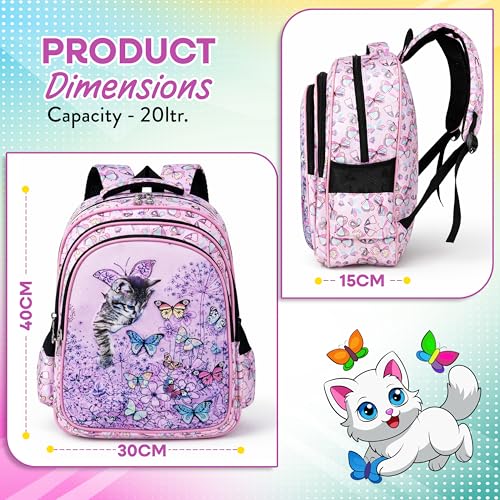 Image of Storite School Bag for Girls Kids 15L | 3D Cartoon Backpack Lightweight Water-Resistant | Multi-Compartment with Bottle Pocket | Cute Bag for Nursery & Primary