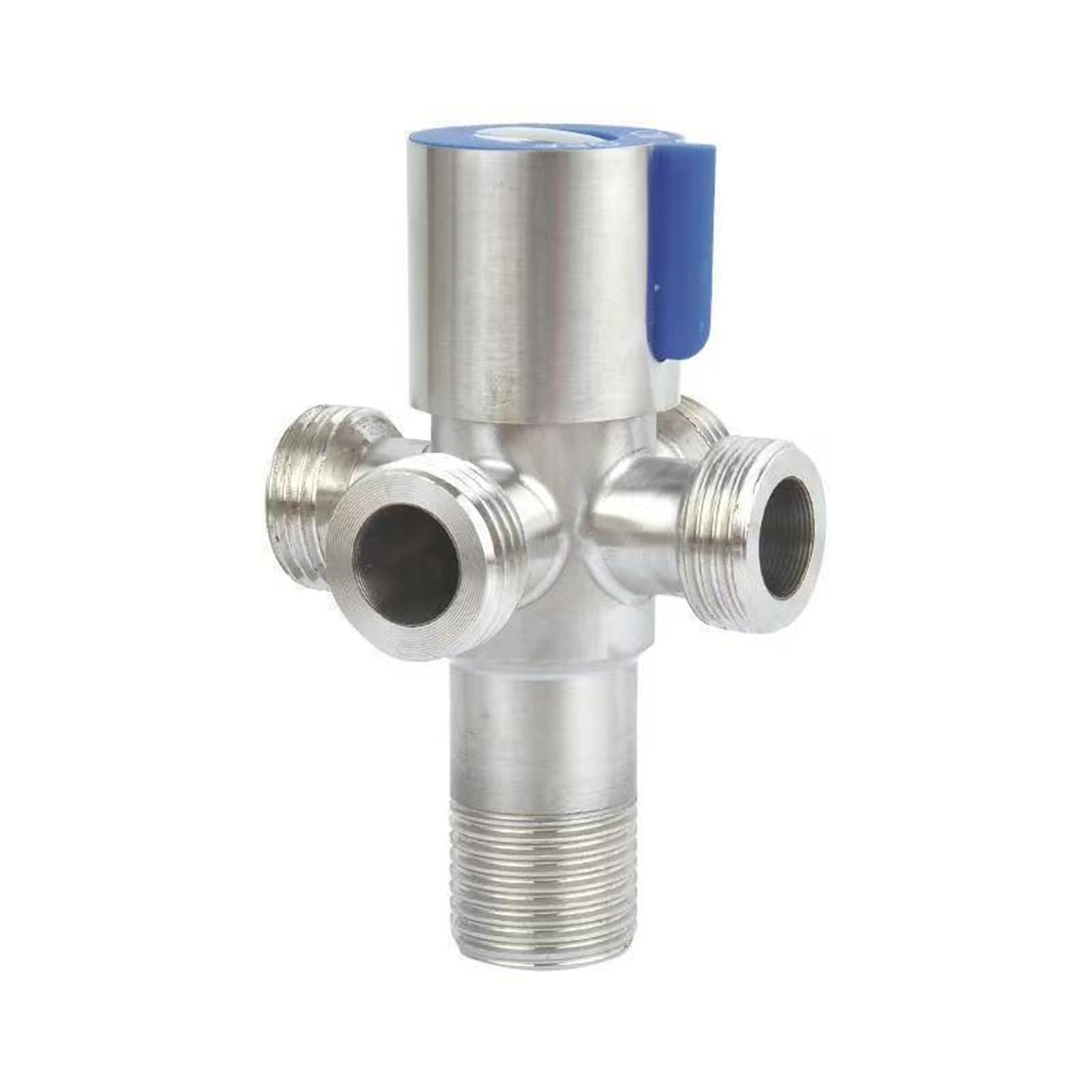 Stainless Steel Angle Valve Thread Triangle Valve and Cold Water Valve Bathroom Connector for Toilet Basin Water Heater G1/2(Blue 4hole)
