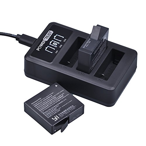Powertrust 3-Pack Az16-1 Replacement Battery And Led 3-Channel Usb Charger For Xiaomi Yi 2 4K Yi Lite Action Camera #TOP3