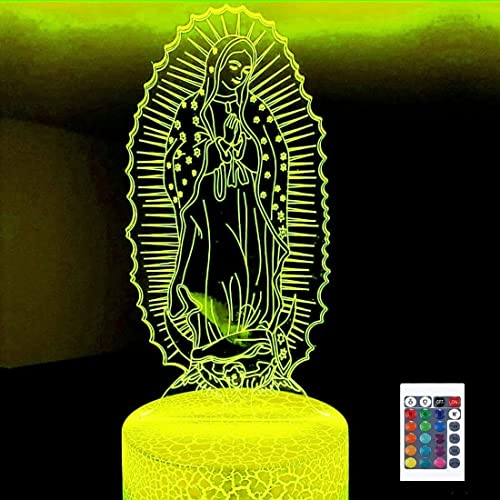 SUPERRUIDALONG 3D 聖母マリア リモコン 16色 ナイトライト イリュージョン アクリル LED テーブル ベッドサイド ランプ 子供 寝室 机 装飾 誕生日 クリスマス ギフト おもちゃ 子供用