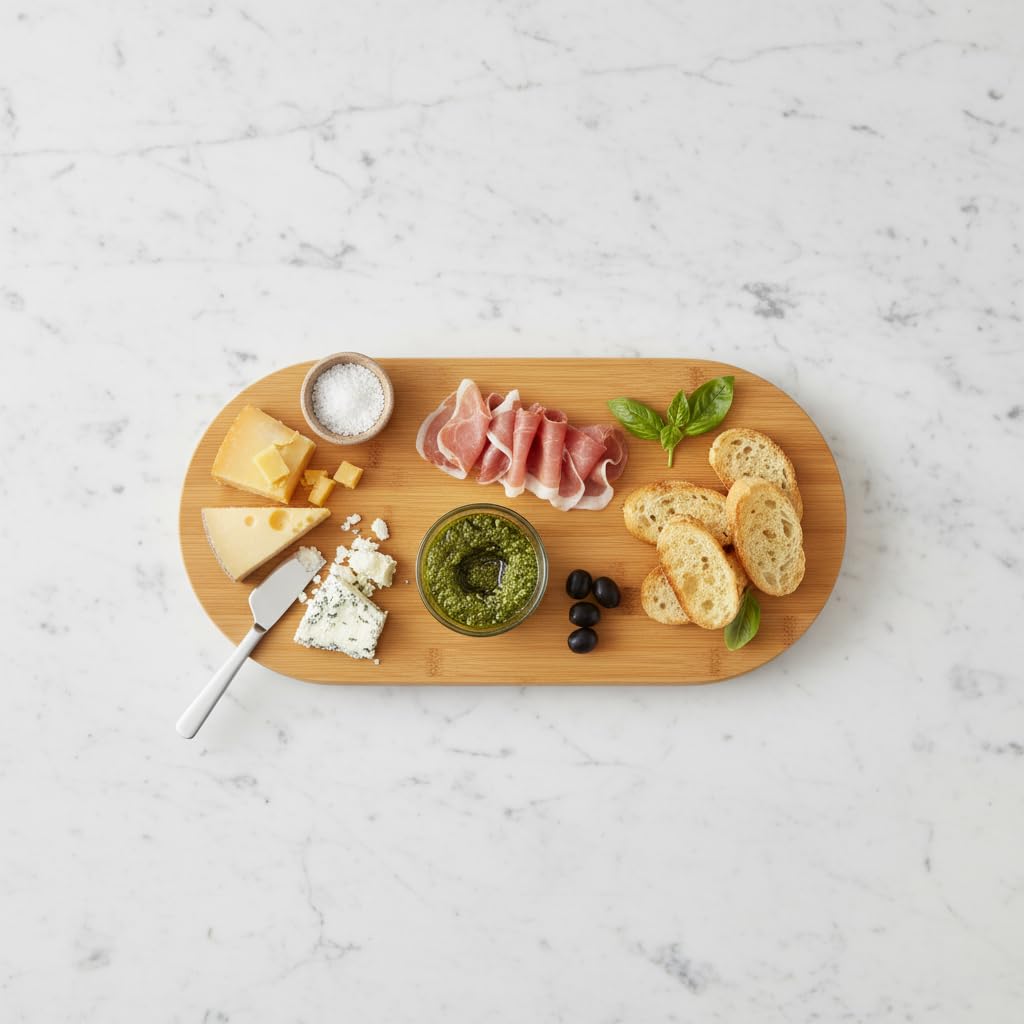Deconox Ayaklı Bambu Sunum Tabakları, Ayaklı Bambu Sunumluk, Kek, Börek, Çörek ve Çikolata Sunum Tepsisi Yuvarlak Kenarlı Oval Sunumluk (32xm*12cm*1,5cm)