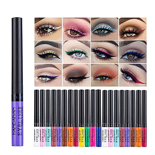12 Colors Colorful Bright Eyeliner Set Matte Metal Shimmer Liquid Eyeliner Waterproof High Pigment Long-Lasting Makeup Eyeliner Gift Set